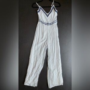 Japna White and Blue Wide Leg Jumpsuit